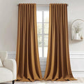 MIULEE Golden Brown Back Tab Blackout Curtains 52x96 Inch Long 2 Panels Set | by MIULEE