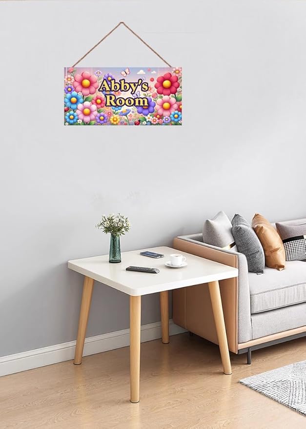 Personalized Name Vintage Flowers Sign For Girls Room Nursery Door Butterfly Wood Plaque Hanging Wall Art Decor For Kids Bedroom Nursery Home Kitchen Garden Yard Wall Bedroom Club