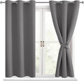 Blackout Curtains for Bedroom, Light Grey, 42 x 45 Inch, 2 Panels | Thermal by Hiasan