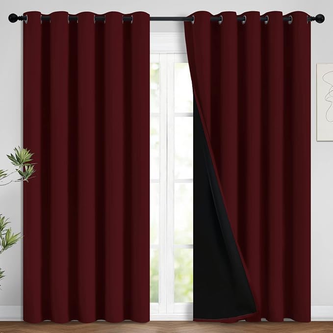 Yakamok Burgundy Red Blackout Curtains 96 Inches Long by Yakamok