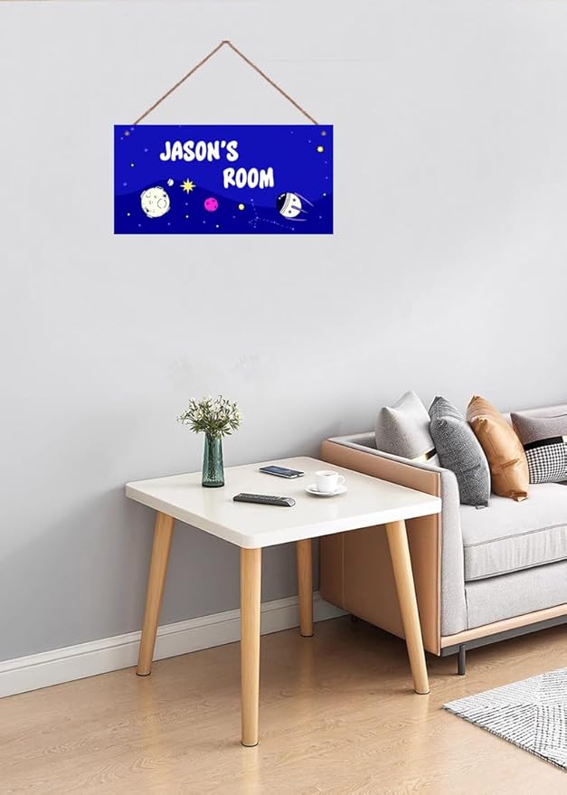 Personalized Sign Space Themed Bedroom Decor Fantasy Spacecraft Sign Outer Space Decor for Boys Room Kids Room Nursery Cartoon Wall Decorations Stuff For Little Man Cave