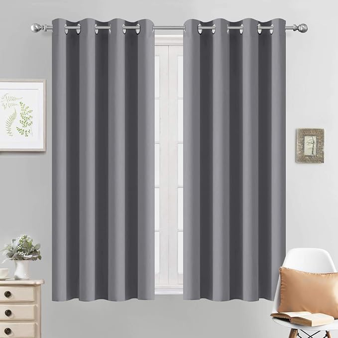 Yakamok Grey Room Darkening Curtains 52x54 inch Gray Grommet-Living Room | 2 by Yakamok