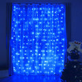 HEYFUNi Curtain Lights,304L 9.8ftX9.8ft 30V 8Modes Safety Window Lights with Memory for Home Wedding Christmas Party Patio Lawn Garden Bedroom Outdoor Indoor Wall Decorations (304LED, Blue) 1