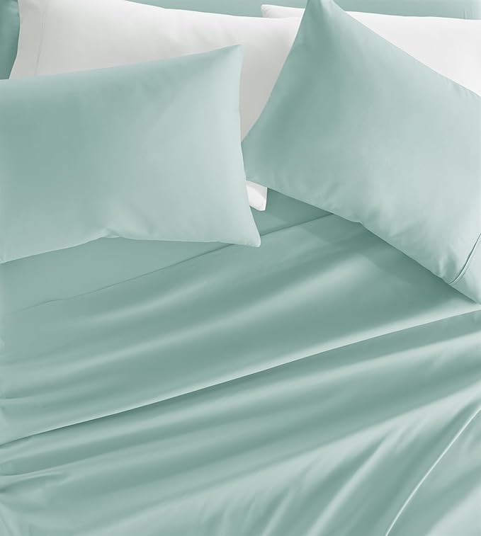 Linen Market Brushed Microfiber Queen Sheet Set 4 Piece – Oeko-TEX Certified Ultra Soft & Wrinkle-Free - 16" Deep Pocket Sheets - Easy Care Queen Size - Aqua