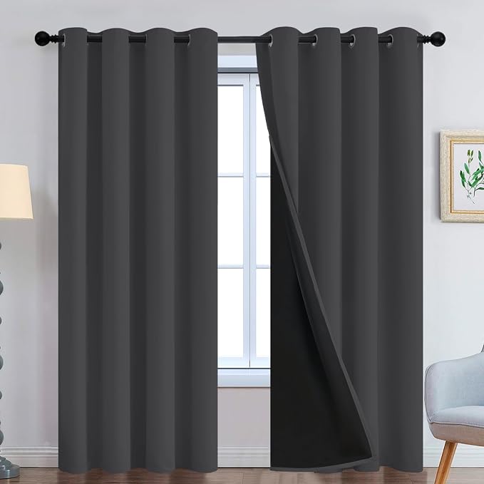 Yakamok Charcoal Grey 100% Blackout Curtains 84 Inches Long 52" Wide 2 PCS | by Yakamok