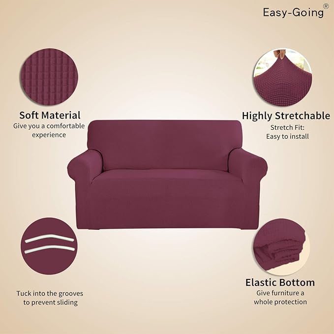 Easy-Going Stretch Loveseat Couch Covers Washable ASH Rose | 1-Piece Loveseat - Image 3