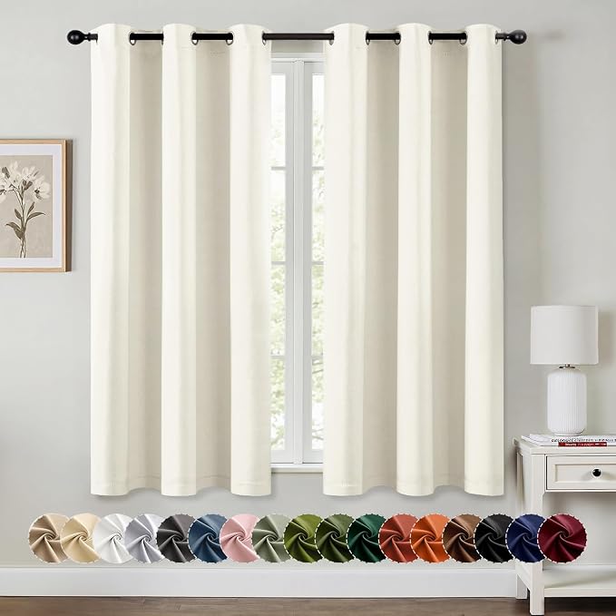 MIULEE Blackout Curtains for Bedroom 2 Panels 40 x 45 Inch Long Cream | Thermal by MIULEE