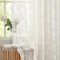 YJ YANJUN Vintage Lace Curtains 72 Inches Long- Antique Flowers Ivory Sheer by YJYANJUN