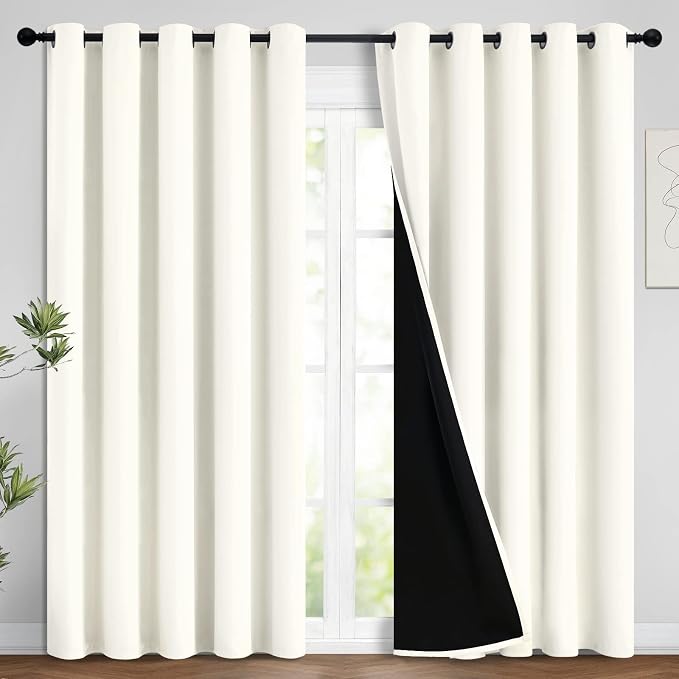 Yakamok Cream 100% Blackout Curtains 96 Inches Long by Yakamok