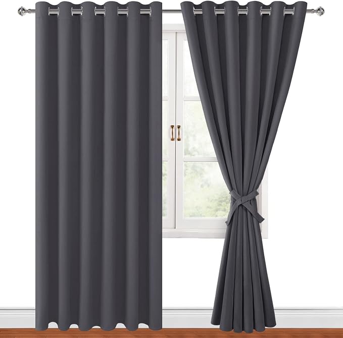 Grommet Blackout Curtains for Bedroom, 70 x 84 Inches, Dark Grey | Thermal - Image 8