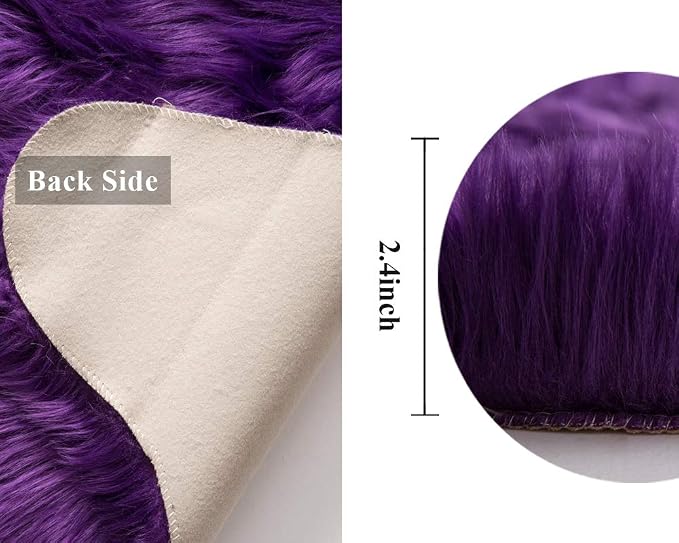 MIULEE Fluffy Area Rug 2x3 ft Faux Fur Sheepskin Rug - Image 2