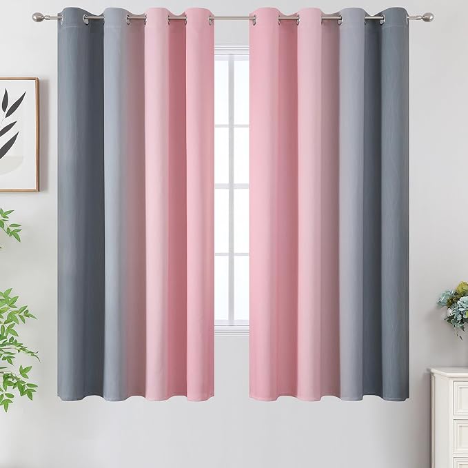 Ombre Gray and Pink Blackout Curtains - Image 2