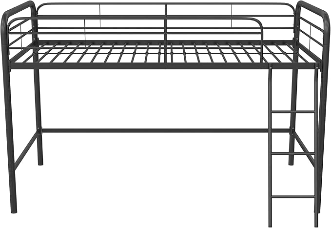 DHP Junior Loft Bed, Space-Saving Metal Frame, Black Finish, Ideal for Younger Children