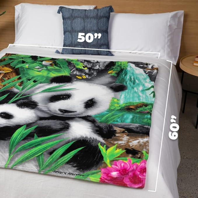 Dawhud Direct Precious Pandas Fleece Blanket for Bed, 50" x 60" Panda Fleece Throw Blanket for Women, Men and Kids - Super Soft Plush Panda Blanket Throw