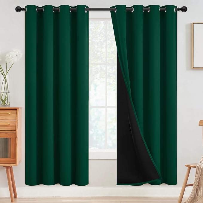 SimpleHome Dark Green 100% Blackout Curtains Room Darkening Living Room 72 | by SimpleHome
