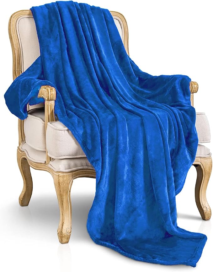 Royal blue Fleece Plush Throw Blanket 108"x90"for Couch Fuzzy Cozy Flannel | - Image 5