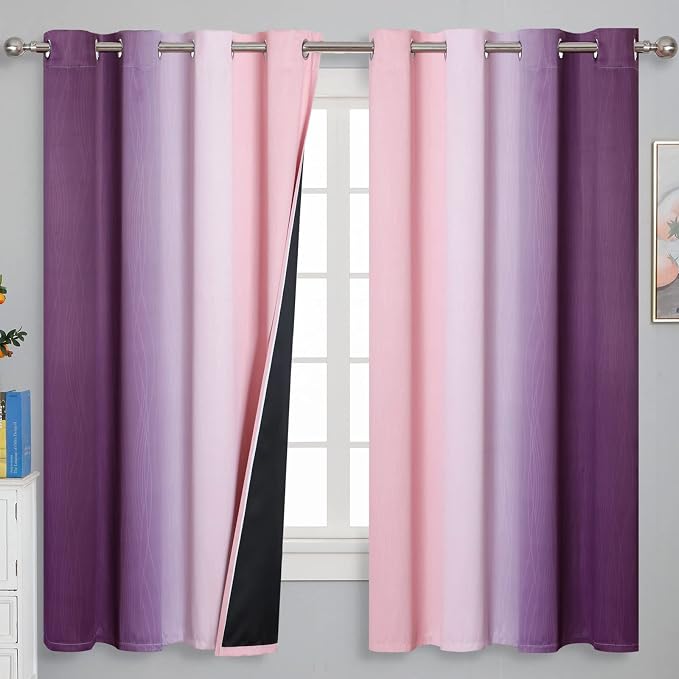 Pink and Purple Ombre Blackout Curtains by ESTELARTEXTILER