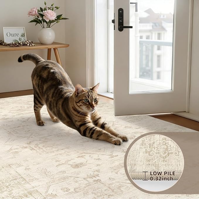 2'6''x8' Hallway Washable Runner Rug: Kitchen Carpet Beige/Brown | Vintage Boho - Image 5