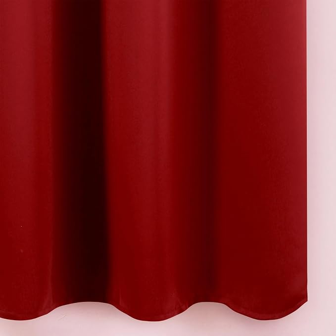 Blackout Curtains 66 x 54 Inch Long Red Curtains Set of 2 Panels Room Darkening - Image 8