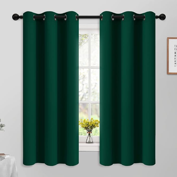 Yakamok Room Darkening Curtains 42x63 inch Length Dark Green-Living Room | 2 by Yakamok