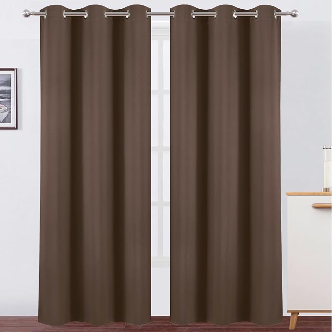 Chocolate Brown Blackout Curtains 34 x 84 Inch Length/Set of 2 Curtain by Lemomo