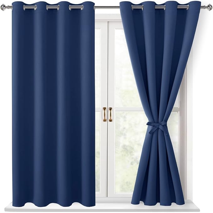 Blackout Curtains for Bedroom, 52 x 54 Inches Long, 2 Panels | Thermal by Hiasan