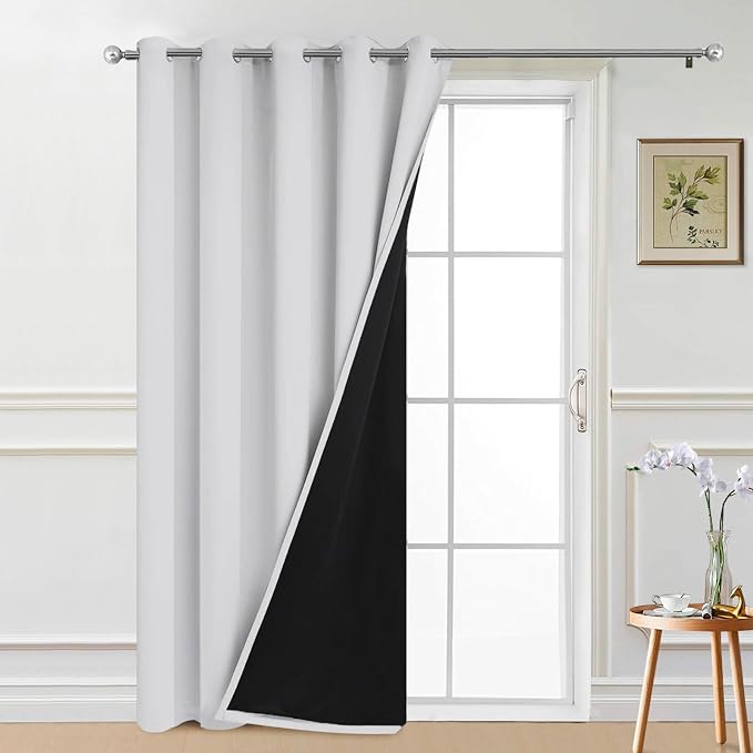 Yakamok Greyish White Blackout Patio Door Curtain Panels W70 x L84, 1 Panel | by Yakamok