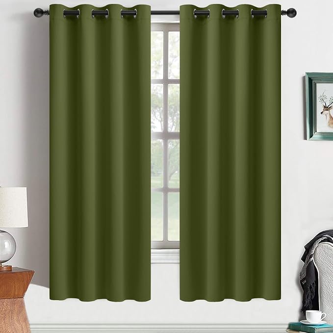 Yakamok Room Darkening Curtains 52x63 inch Length Olive Green-Living Room | 2 by Yakamok