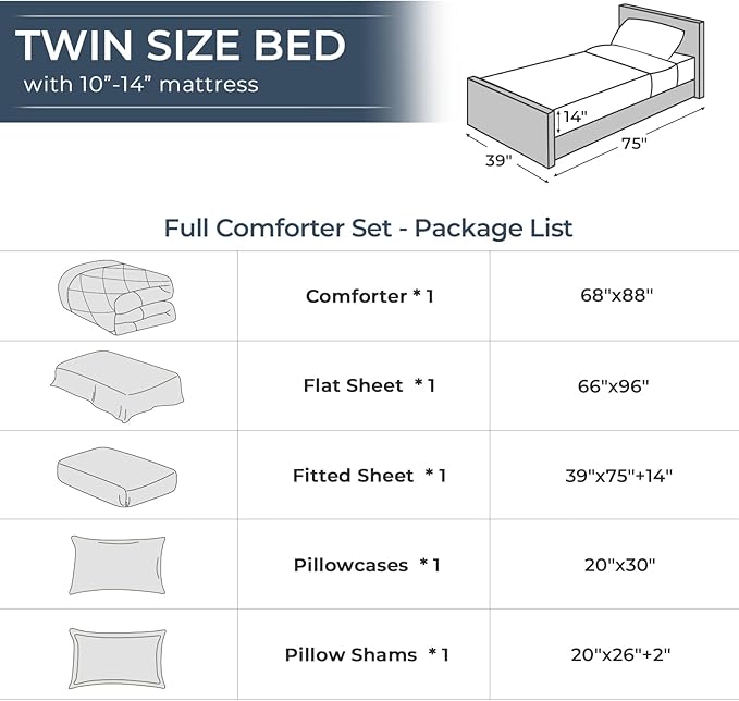 HEVUMYI Burnt Orange Twin Comforter Set - 5-Piece All Season Bed in a Bag Twin, Ultra Soft Bedding Set with Comforter, Flat Sheet, Fitted Sheet, Pillowcases, Pillow Shams