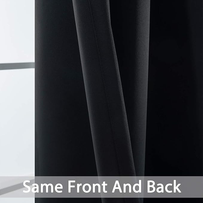 Yakamok Room Darkening Curtains 52x84 inch Length Black-Living Room | 2 panels - Image 6