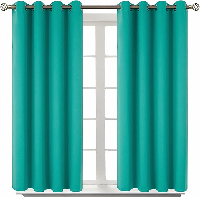 BGment Room Darkening Curtains 54 Inches Long - Grommet Thermal Insulated Drapes Window Treatment Curtains for Bedroom, 2 Panels, 52 x 54 Inch, Teal
