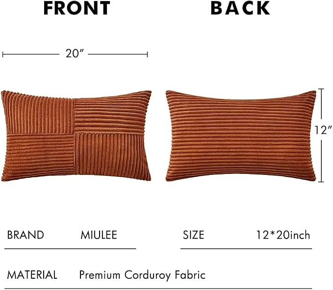 MIULEE Fall Rust Decorative Lumbar Throw Pillow Covers 12x20 Inch 2 Pack | Boho - Image 7