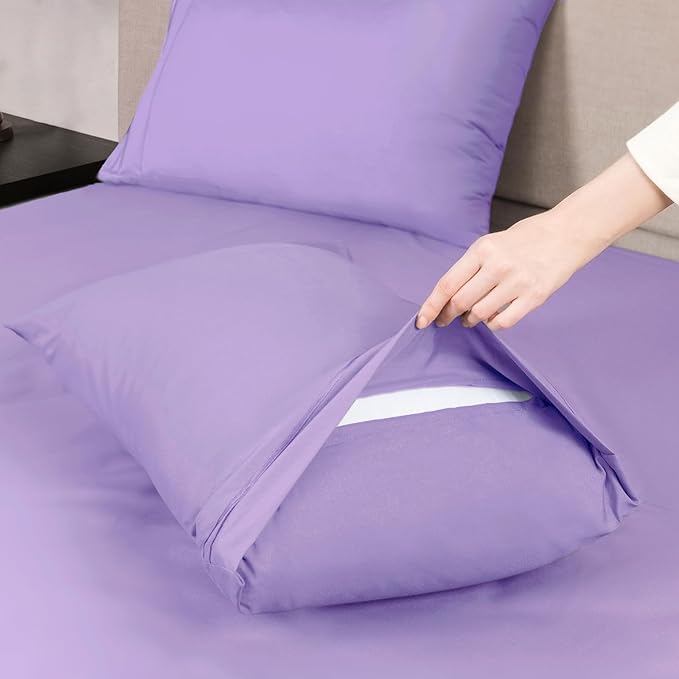 Mejoroom King Size Bed Sheet Set - Hotel Luxury 1800 Bedding Sheets & Pillowcases - 16" Deep Pocket Fitted Sheet, Soft, Breathable, Wrinkle & Fade Resistant - 4 Piece(King,Violet)