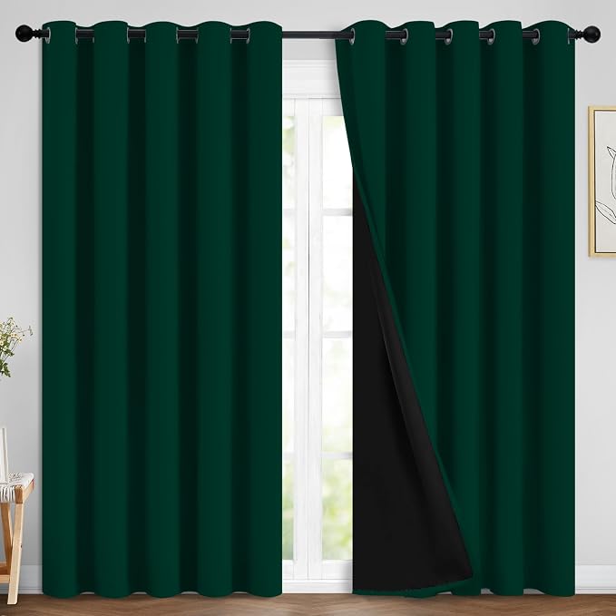 Yakamok Dark Green 100% Blackout Curtains 84 Inches Long 70" Wide 2 Panels | by Yakamok