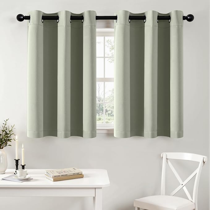 MIULEE Blackout Curtains for Bedroom 2 Panels 40 x 36 Inch Long Sage Green | by MIULEE