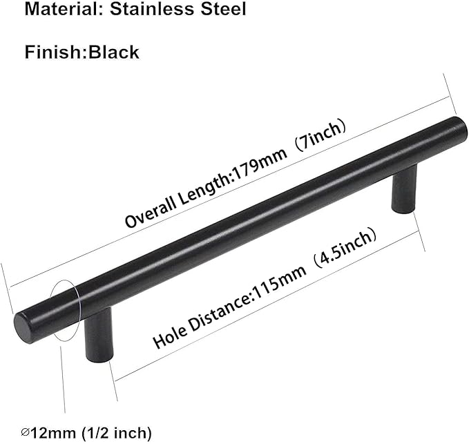homdiy Black Drawer Pulls Cabinet Handles 10Pack - HD201BK Cabinet Door Handles 4-1/2 in Hole Centers Cabinet Hardware Modern Cabinet Pulls for Kitchen Cabintes
