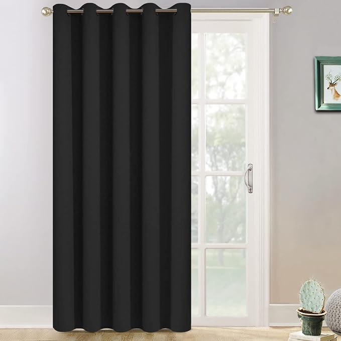Yakamok Black Room Darkening Curtains 84 inch Sliding Door Drapes | 1 by Yakamok