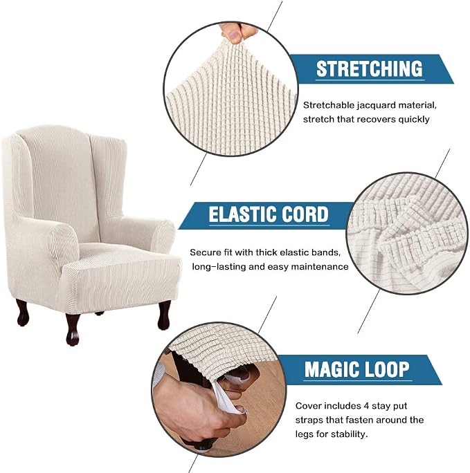 H.VERSAILTEX Wing Chair Slipcover Chair Covers - Image 3