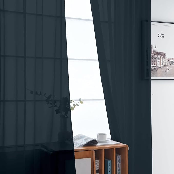 SpaceDresser Sheer Voile Window Treatment Rod Pocket Curtain Panels - Image 4
