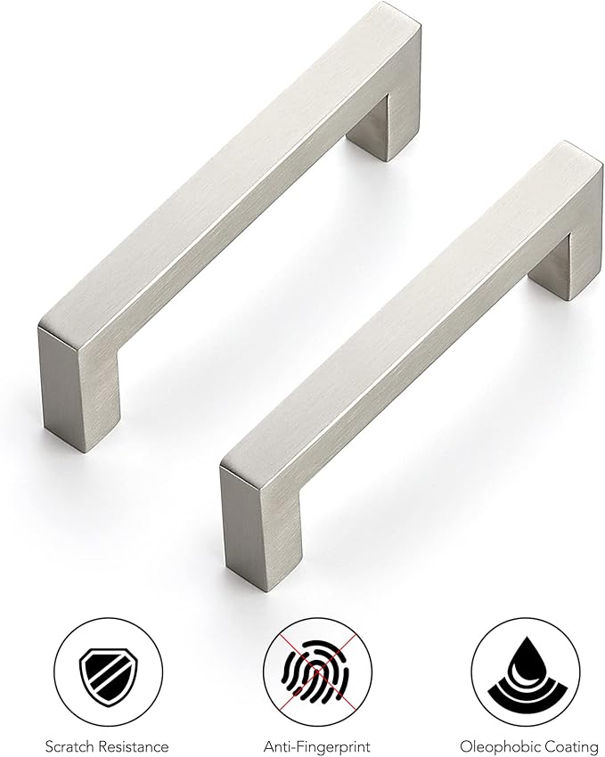 Ravinte 3 Pack 4 Inch Kitchen Square Cabinet Handles Satin Nickel Cabinet Pulls Brushed Nickel Drawer Pulls Kitchen Cabinet Hardware Handles