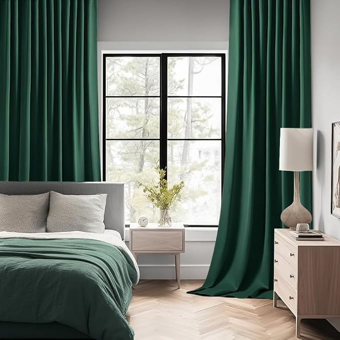 MIULEE Christmas Hunter Green Back Tab Blackout Curtains 52"x108" 2 Panels | - Image 2