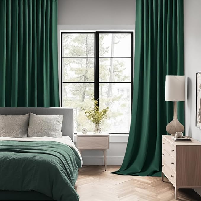 MIULEE Christmas Hunter Green Back Tab Blackout Curtains 52"x102" 2 Panels | - Image 2