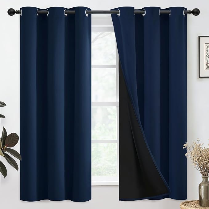 SimpleHome Navy Blue 100% Blackout Curtains Room Darkening Living Room 63 | by SimpleHome