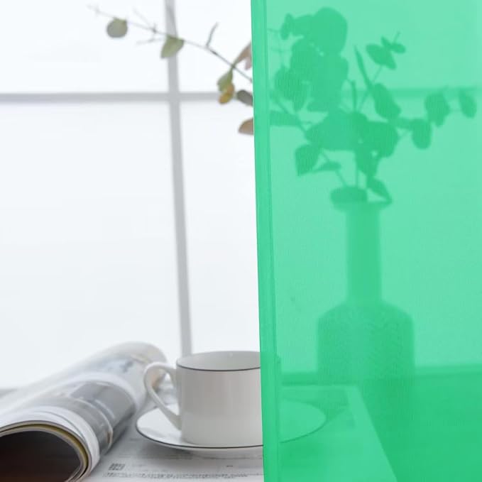 SpaceDresser Basic Rod Pocket Sheer Voile Window Curtain Panels Grass Green 1 - Image 6