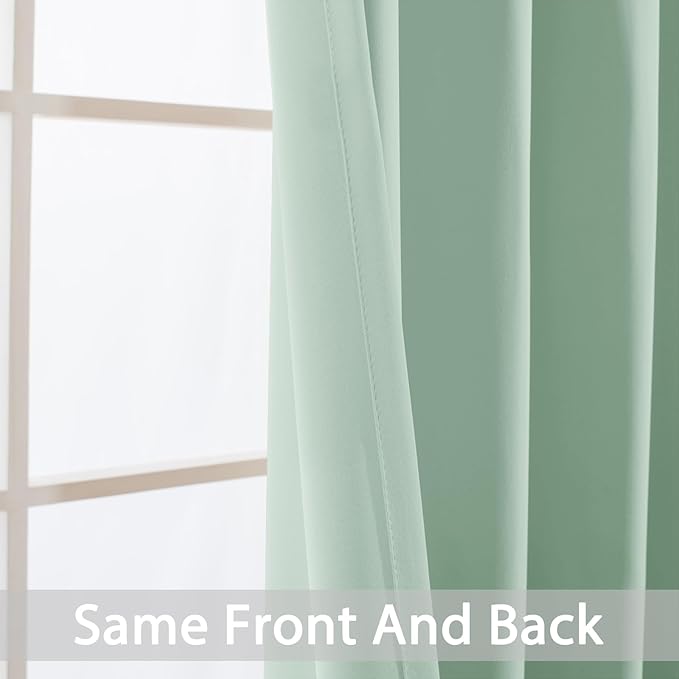 Yakamok Room Darkening Curtains 52x63 inch Light Sage Green-Living Room | 2 - Image 3