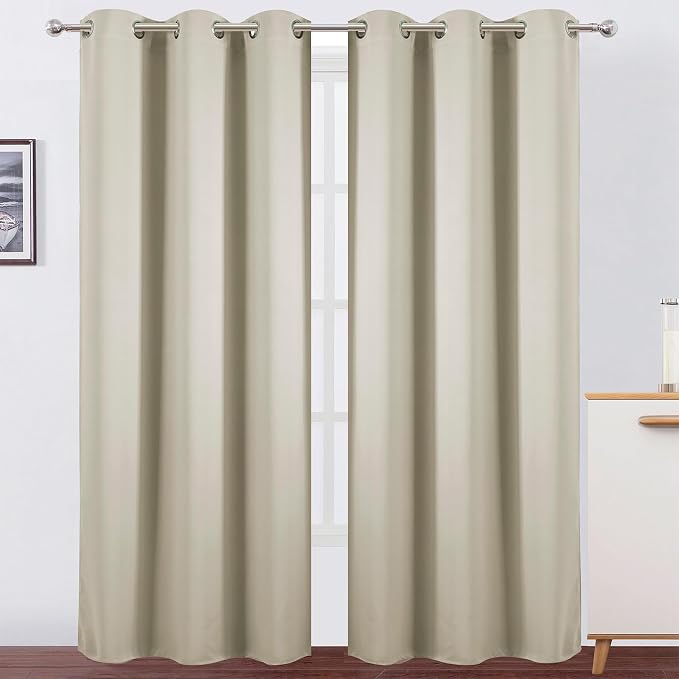 Light Beige Blackout Curtains 34 x 84 Inch Length/Set of 2 Curtain by Lemomo