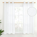 48 Inch Length White Linen Semi Sheer Curtains by YoungsTex