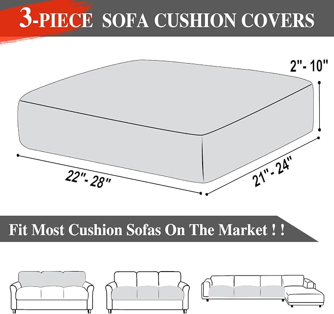 LA MEACK Couch Cushion Covers Seat Cushion Cover Stretch Couch Cover Separate - Image 6