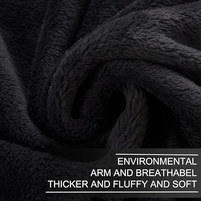 Polar Fleece Blanket Queen Size 350GSM Lightweight Throw for The Bed Extra Soft Brush Fabric Super Warm Sofa Blanket 90" x 90"(Black Queen)