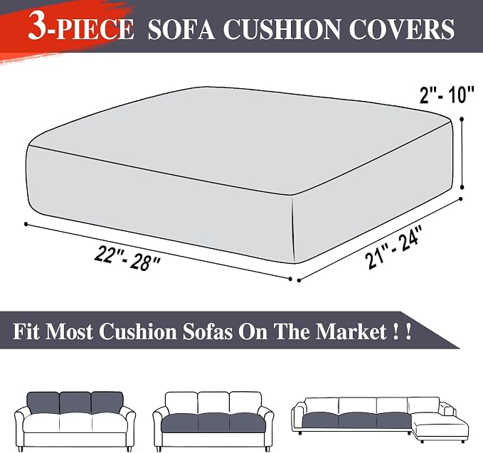 LA MEACK Couch Cushion Covers Seat Cushion Cover Stretch Couch Cover Separate - Image 6